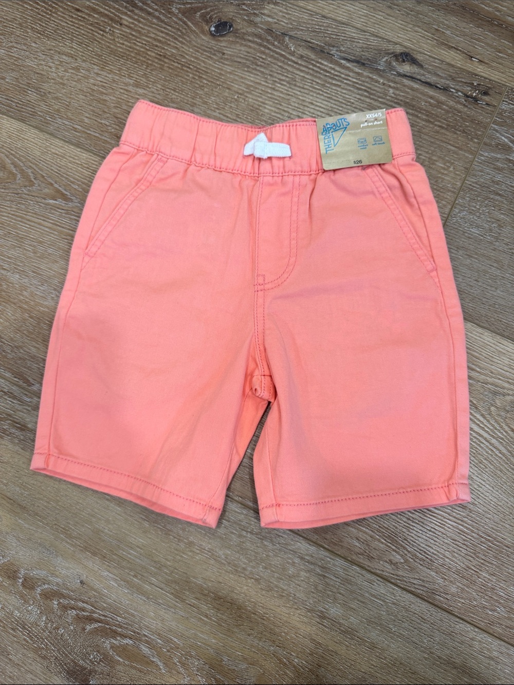 Kids Pull-On Shorts in Coral with Drawstring